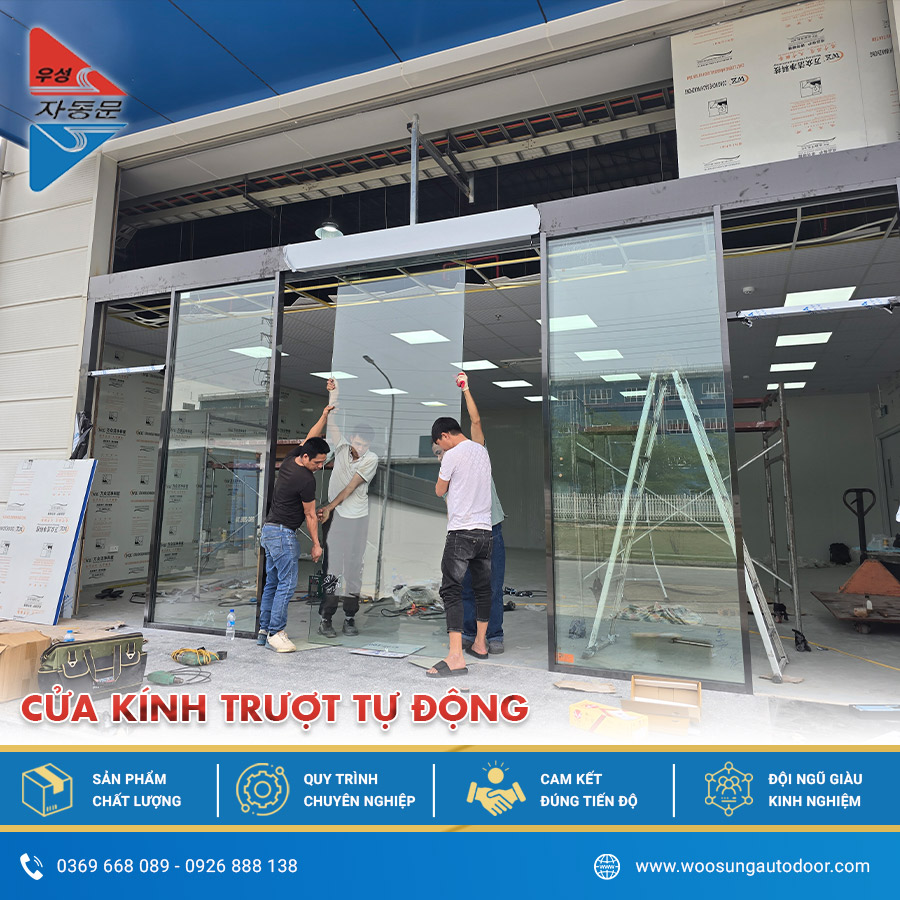 Quá trình lắp đặt cửa kính trượt tự động Quá trình lắp đặt cửa kính trượt tự động